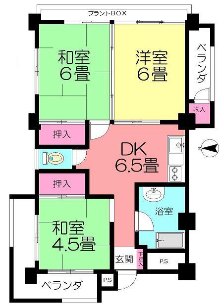Floor plan. 3DK, Price 4.8 million yen, Footprint 49.6 sq m , Balcony area 11.03 sq m