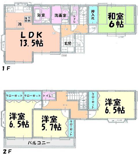 Floor plan. 17.8 million yen, 4LDK, Land area 113.59 sq m , Building area 96.88 sq m