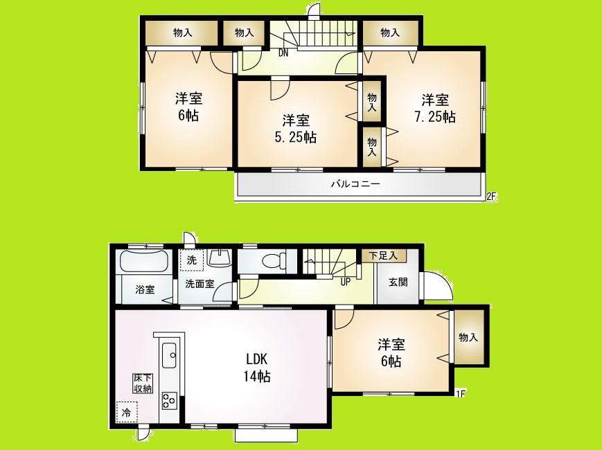 Floor plan. (2), Price 20.8 million yen, 4LDK, Land area 110.54 sq m , Building area 95.22 sq m