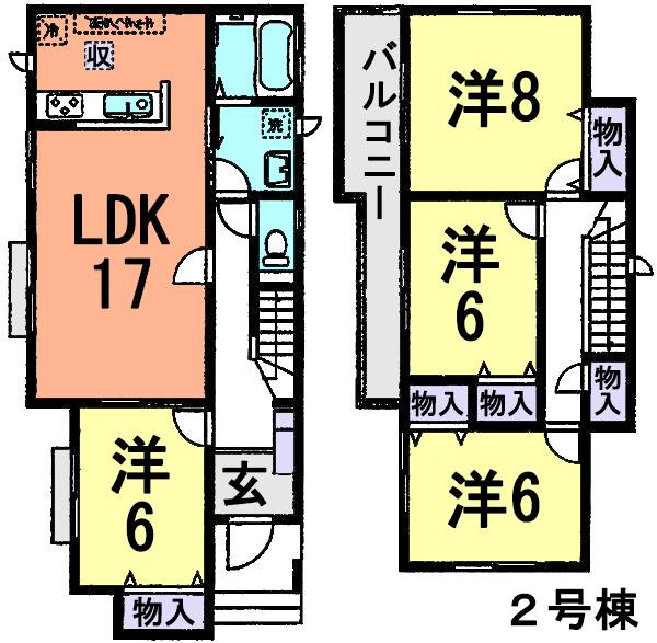 Floor plan. (Building 2), Price 24,800,000 yen, 4LDK, Land area 161.97 sq m , Building area 103.5 sq m
