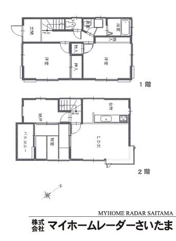 Floor plan. 10.5 million yen, 3LDK + S (storeroom), Land area 74.47 sq m , Building area 72.04 sq m part renovated  ☆ Good per sun in the south road  ☆ Everyone is safe very close to your family to the station.  ☆ Parking space is also available one.
