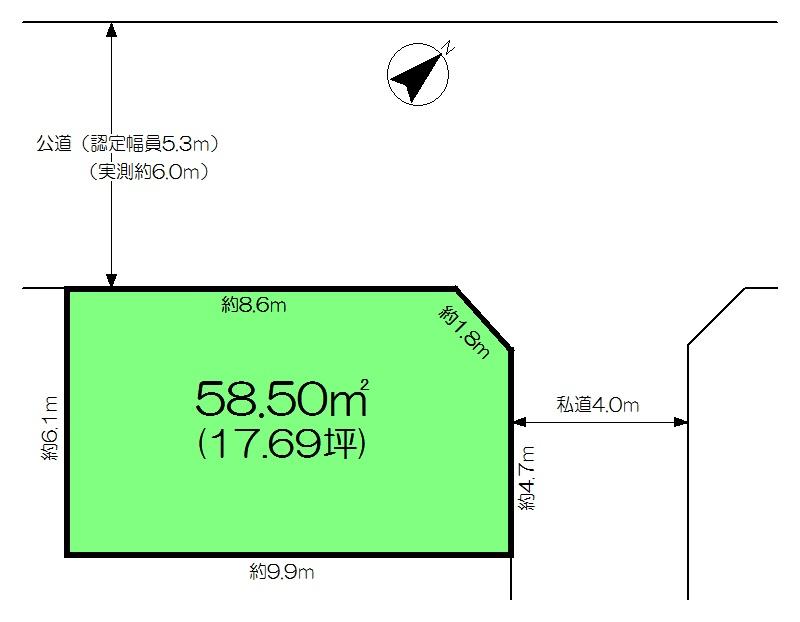 Compartment figure. Land price 4.5 million yen, Land area 58.5 sq m