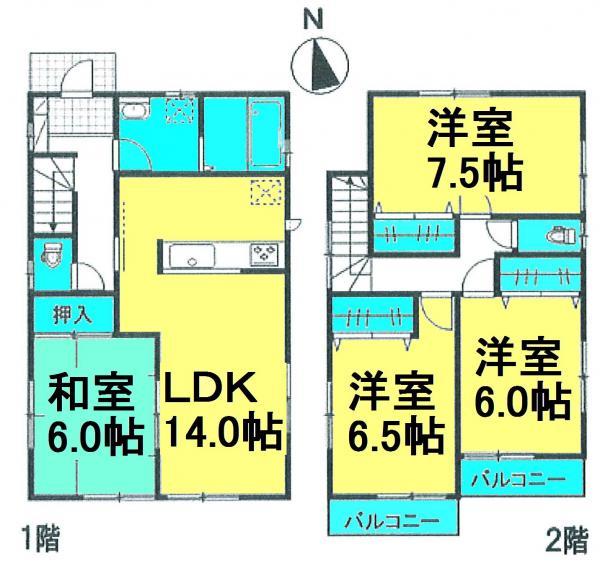 Floor plan. 23.8 million yen, 4LDK, Land area 92.33 sq m , Building area 95.22 sq m