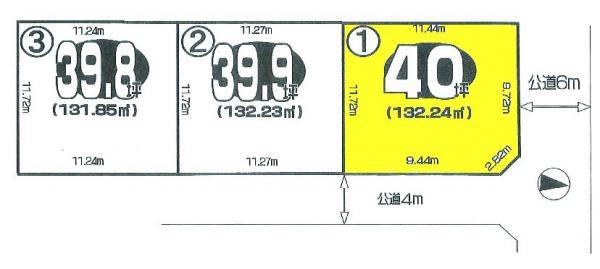 Compartment figure. Land price 21,800,000 yen, Land area 132.24 sq m