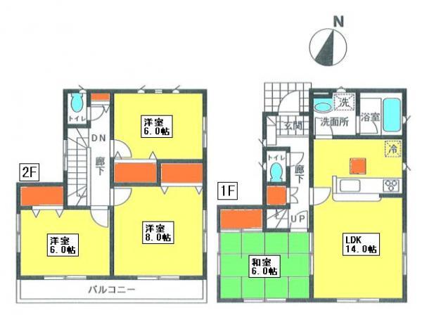 Floor plan. 19,800,000 yen, 4LDK, Land area 133.14 sq m , Building area 93.15 sq m