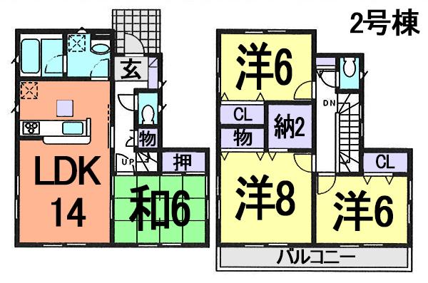 Floor plan. (Building 2), Price 20.8 million yen, 4LDK, Land area 160.54 sq m , Building area 96.39 sq m