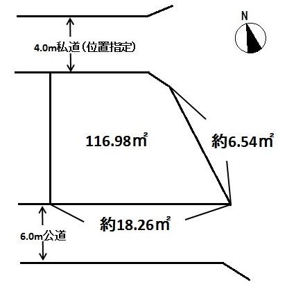 Compartment figure. Land price 14.8 million yen, Land area 116.98 sq m