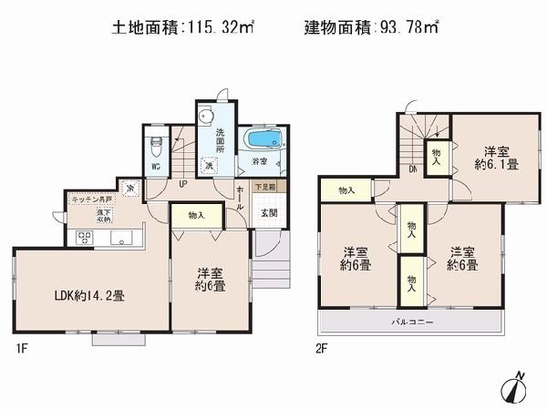 Floor plan. 23.8 million yen, 4LDK, Land area 115.32 sq m , Priority to the present situation is if it is different from the building area 93.78 sq m drawings