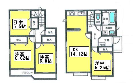 Floor plan. 18.5 million yen, 4LDK, Land area 113.73 sq m , Building area 89.63 sq m