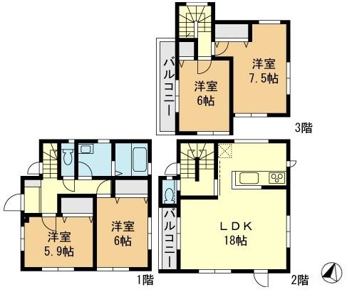 Floor plan. 24,800,000 yen, 4LDK, Land area 81.24 sq m , Building area 103.92 sq m floor plan
