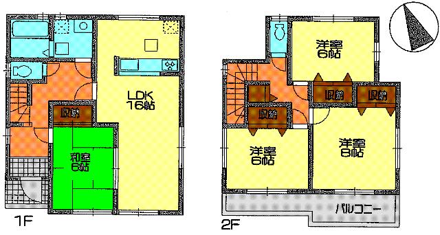 Floor plan. (4 Building), Price 34,800,000 yen, 4LDK, Land area 137.61 sq m , Building area 104.33 sq m