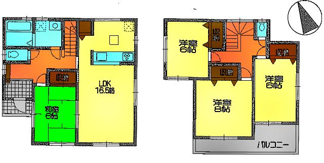 Floor plan. (3 Building), Price 35,800,000 yen, 4LDK, Land area 130.55 sq m , Building area 105.58 sq m