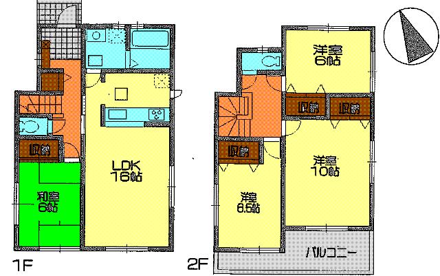 Floor plan. (1 Building), Price 36,800,000 yen, 4LDK, Land area 148.73 sq m , Building area 105.99 sq m