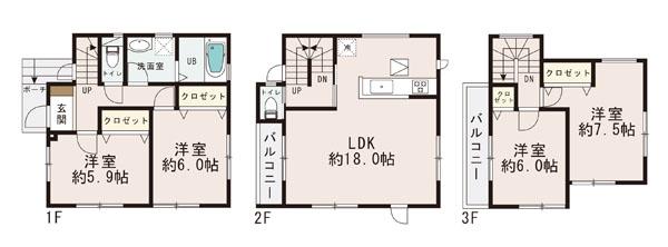 Floor plan. (1 Building), Price 24,800,000 yen, 4LDK, Land area 81.24 sq m , Building area 103.92 sq m