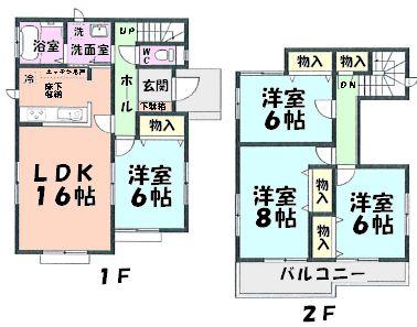 Floor plan. 20.8 million yen, 4LDK, Land area 164.86 sq m , Building area 100.19 sq m
