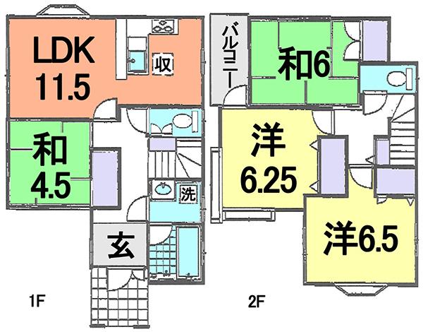 Floor plan. 14.8 million yen, 4LDK, Land area 100.85 sq m , Building area 87.36 sq m