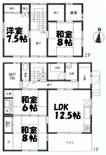 Floor plan. 11.5 million yen, 4LDK+3S, Land area 122.2 sq m , Building area 118.4 sq m floor plan
