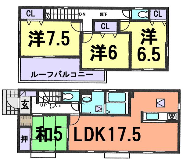 Floor plan. (1 Building), Price 24,800,000 yen, 4LDK, Land area 143.34 sq m , Building area 99.36 sq m