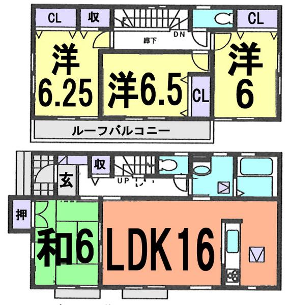 Floor plan. (Building 2), Price 26,800,000 yen, 4LDK, Land area 130.07 sq m , Building area 99.78 sq m