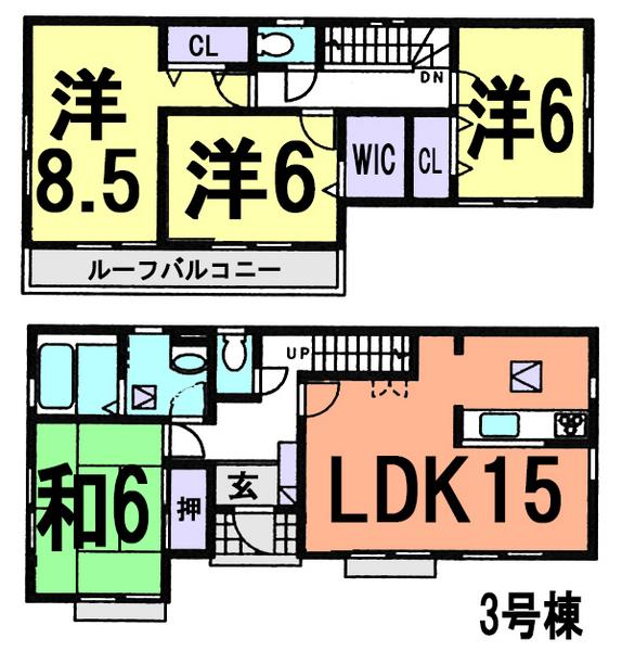Floor plan. (3 Building), Price 25,800,000 yen, 4LDK, Land area 164.95 sq m , Building area 99.78 sq m