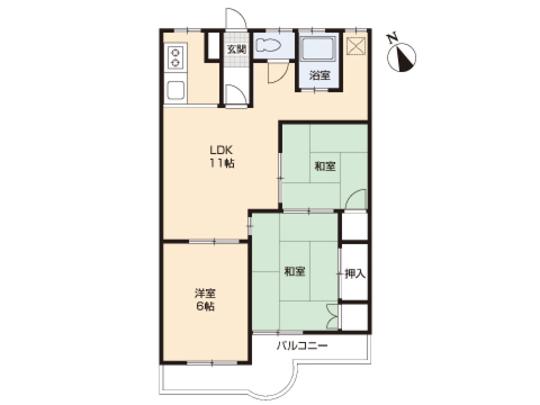 Floor plan. 3LDK, Price 6.5 million yen, Occupied area 59.13 sq m , Balcony area 6.75 sq m floor plan