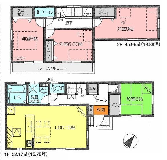 Floor plan. 26,800,000 yen, 4LDK, Land area 103.79 sq m , Building area 98.12 sq m