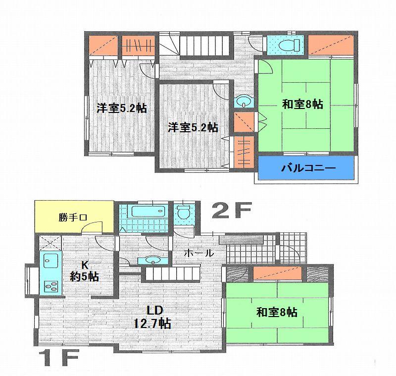 Floor plan. 27,800,000 yen, 4LDK, Land area 173.3 sq m , Building area 108.47 sq m