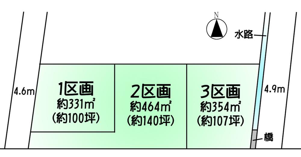 Compartment figure. Land price 11.5 million yen, Sale of land area 331 sq m all three compartments