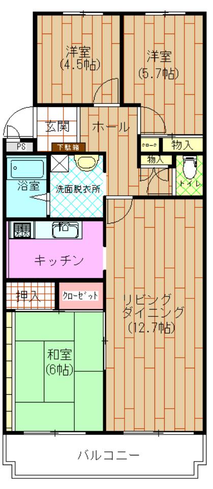 Floor plan. 3LDK, Price 6 million yen, Occupied area 73.06 sq m , Balcony area 7.99 sq m