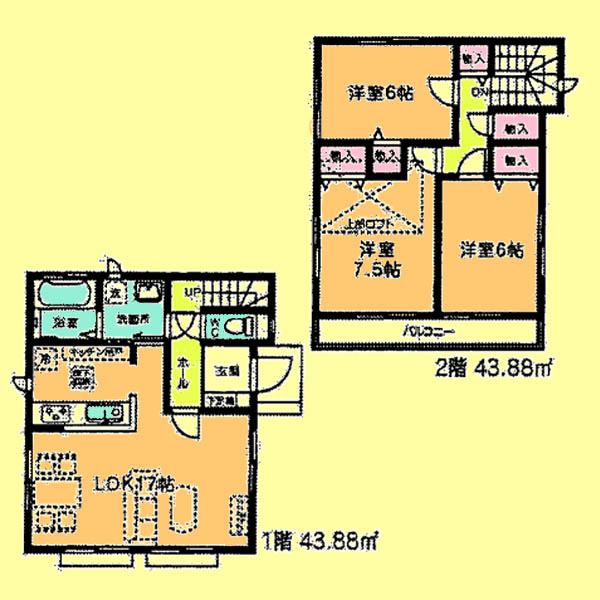 Floor plan. Price 26,800,000 yen, 3LDK, Land area 111.6 sq m , Building area 87.76 sq m