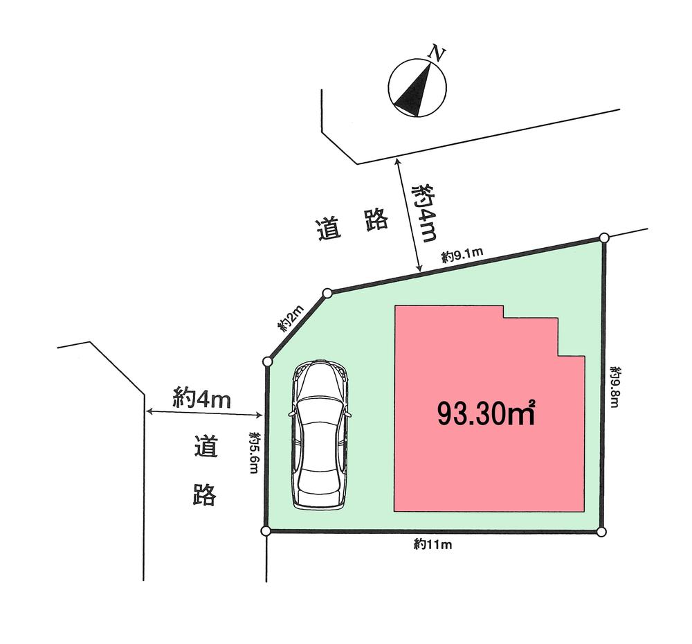 Compartment figure. Land price 12.8 million yen, Land area 93.3 sq m