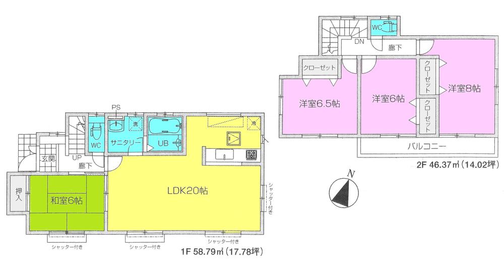 Floor plan. ((3) Building), Price 22,800,000 yen, 4LDK, Land area 219.39 sq m , Building area 105.16 sq m