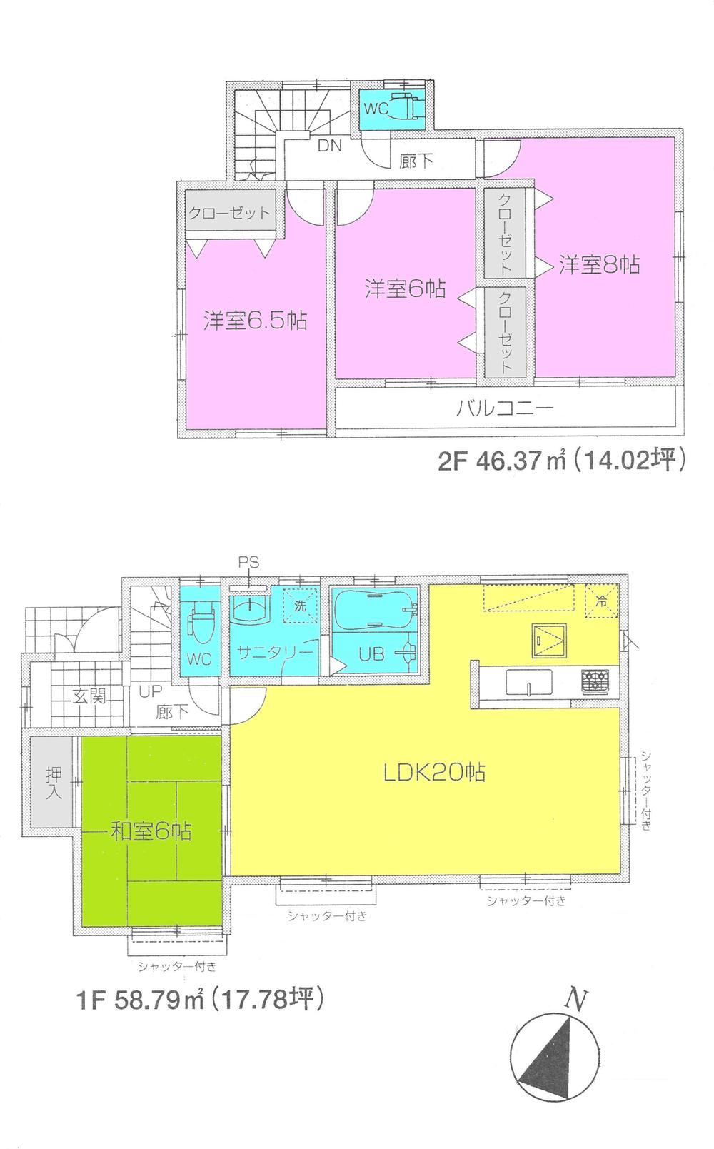 Floor plan. ((4) Building), Price 24,800,000 yen, 4LDK, Land area 200.1 sq m , Building area 105.16 sq m