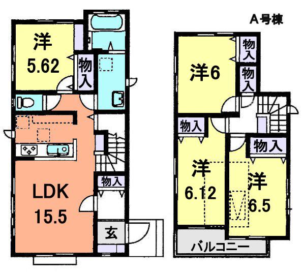 Floor plan. (A Building), Price 27,800,000 yen, 4LDK, Land area 137.02 sq m , Building area 93.98 sq m
