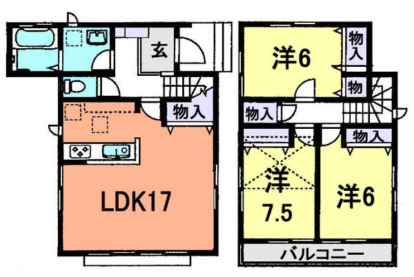 Floor plan. (D Building), Price 24,800,000 yen, 3LDK, Land area 108.24 sq m , Building area 86.11 sq m