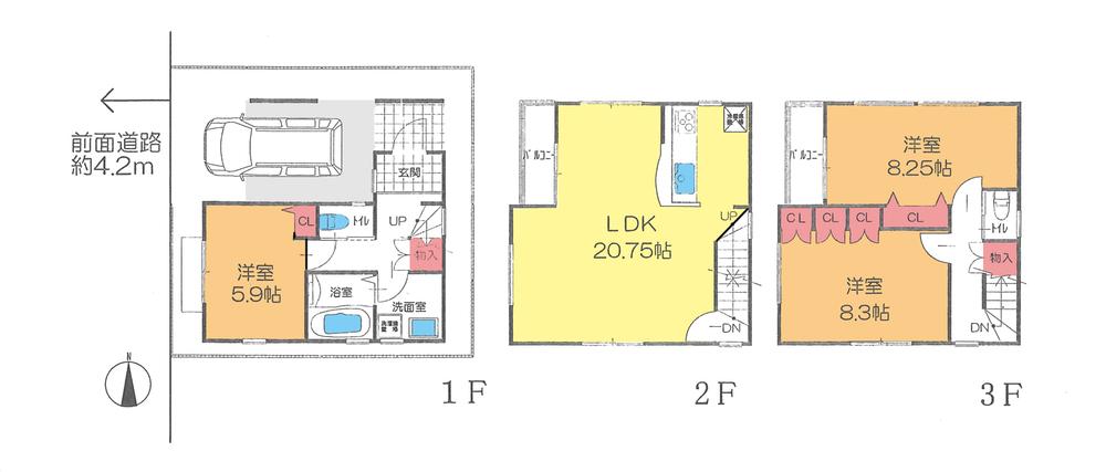Floor plan. 25,800,000 yen, 3LDK, Land area 61.04 sq m , Building area 109.32 sq m floor plan