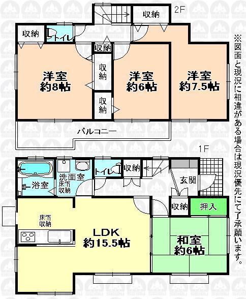 Floor plan. (6 Building), Price 21.5 million yen, 4LDK, Land area 132.24 sq m , Building area 101.85 sq m