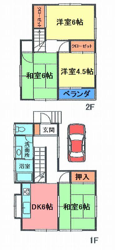 Floor plan. 11.4 million yen, 4DK, Land area 90.39 sq m , Building area 71.6 sq m