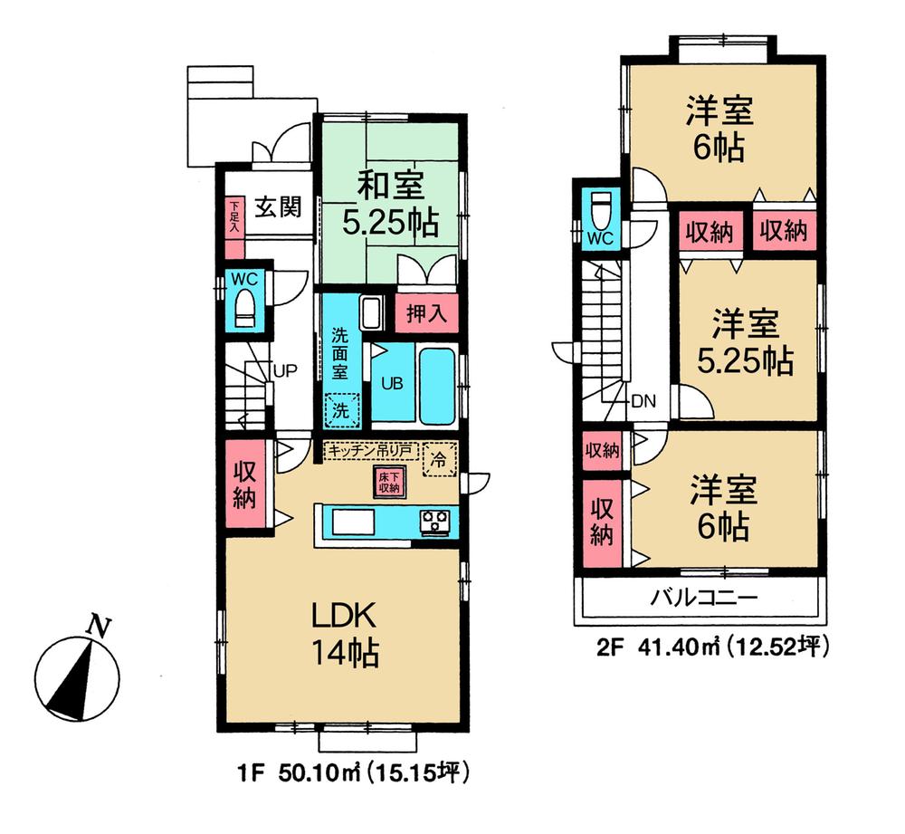 Floor plan. 29,800,000 yen, 4LDK, Land area 109.05 sq m , Building area 91.5 sq m