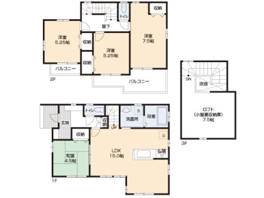 Floor plan. 33,500,000 yen, 4LDK, Land area 124.27 sq m , Building area 92.95 sq m floor plan