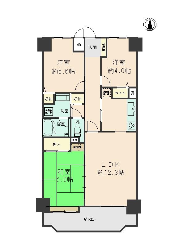 Floor plan. 3LDK, Price 7 million yen, Footprint 58.8 sq m