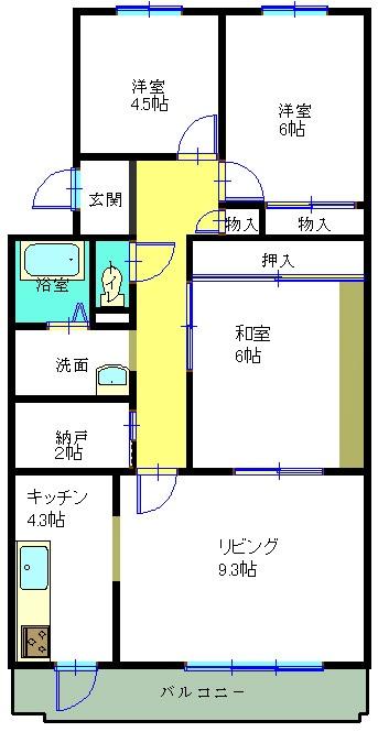 Floor plan. 3LDK + S (storeroom), Price $ 40,000, Occupied area 73.06 sq m , Balcony area 7.99 sq m