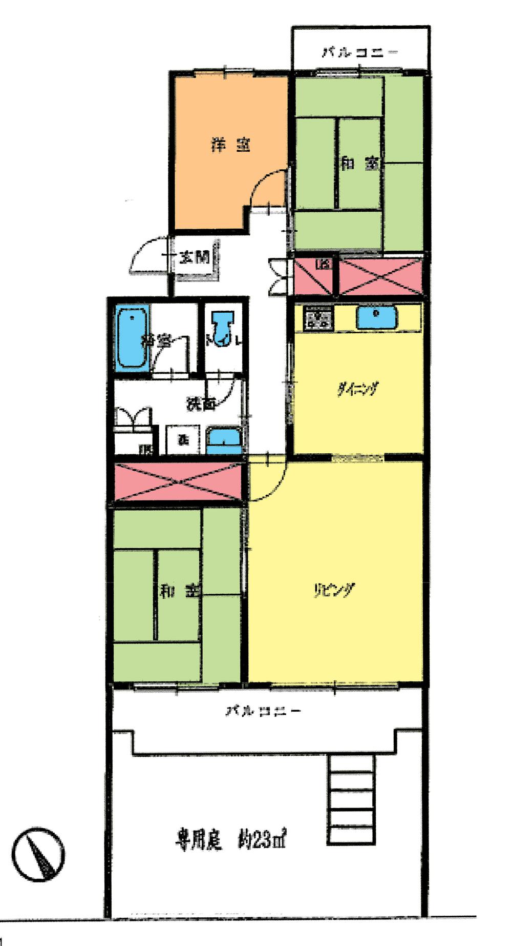Floor plan. 3LDK, Price 10.8 million yen, Occupied area 74.95 sq m , Balcony area 11.79 sq m floor plan