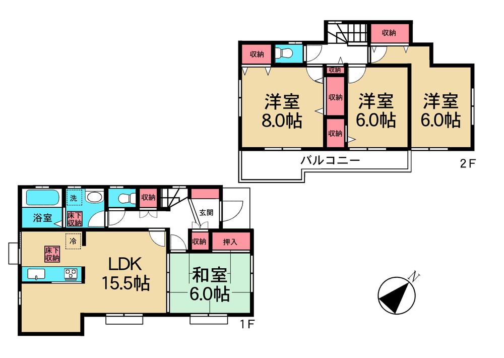 Floor plan. 21.5 million yen, 4LDK, Land area 132.24 sq m , Building area 101.85 sq m 6 Building