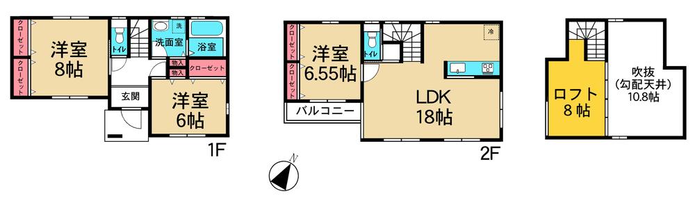 Floor plan. 23.8 million yen, 3LDK + S (storeroom), Land area 78 sq m , Building area 89.55 sq m