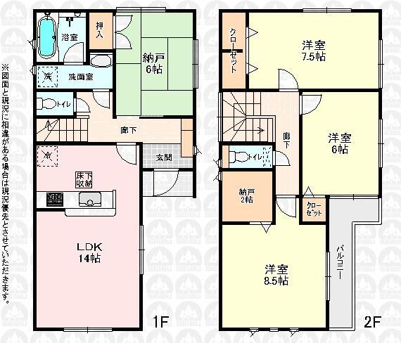 Floor plan. 30,800,000 yen, 3LDK + 2S (storeroom), Land area 103.84 sq m , Building area 98.82 sq m floor plan