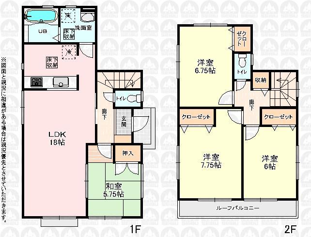 Floor plan. 25,800,000 yen, 4LDK, Land area 105.15 sq m , Building area 99.78 sq m