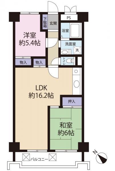 Floor plan. 3LDK, Price 8.5 million yen, Footprint 61.6 sq m , Balcony area 6.98 sq m