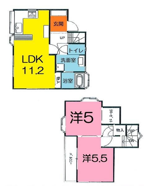 Floor plan. 14 million yen, 2LDK, Land area 70.34 sq m , Building area 56.16 sq m