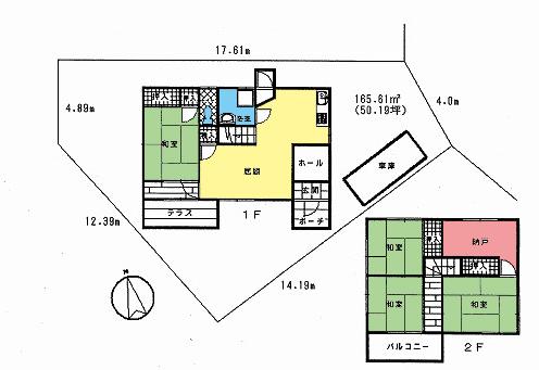 Floor plan. 15 million yen, 4DK + S (storeroom), Land area 165.61 sq m , Building area 96.1 sq m floor plan